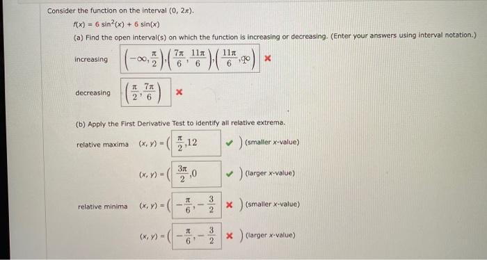 Solved Consider the function on the interval (0,2x). K(x) = | Chegg.com