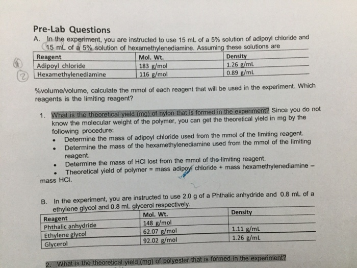 Solved Pre-Lab Questions A. In the experiment, you are | Chegg.com