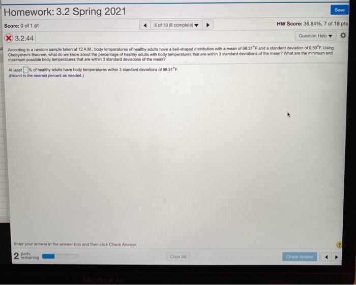 Solved Homework: 3.2 Spring 2021 Save Score: 0 of 1 pt 8 of | Chegg.com