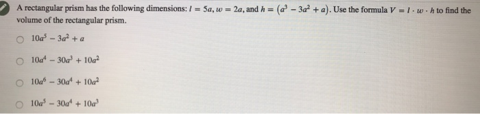 Solved A rectangular prism has the following dimensions: 1 = | Chegg.com