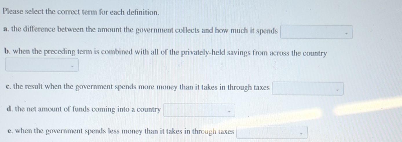 Solved Please select the correct term for each definition.a. | Chegg.com