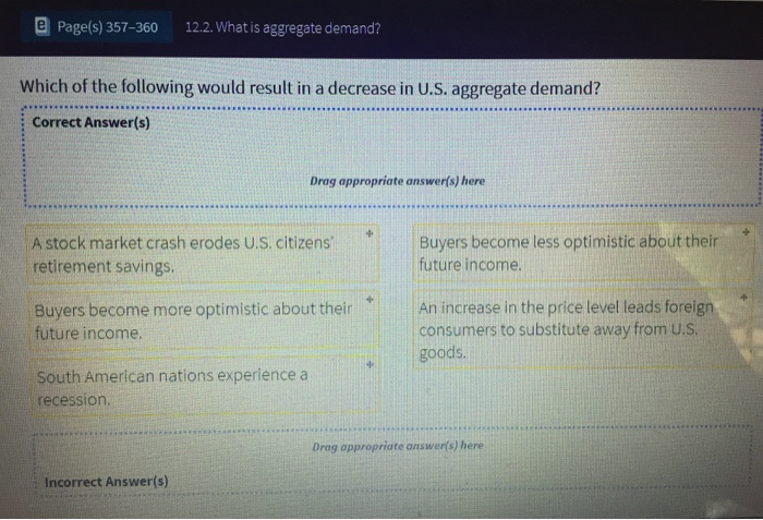 e Page(s) 357-360
12.2. What is aggregate demand?
Which of the following would result in a decrease in U.S. aggregate demand?