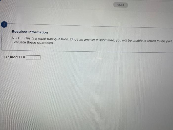 Solved ! Required information NOTE: This is a multi-part | Chegg.com