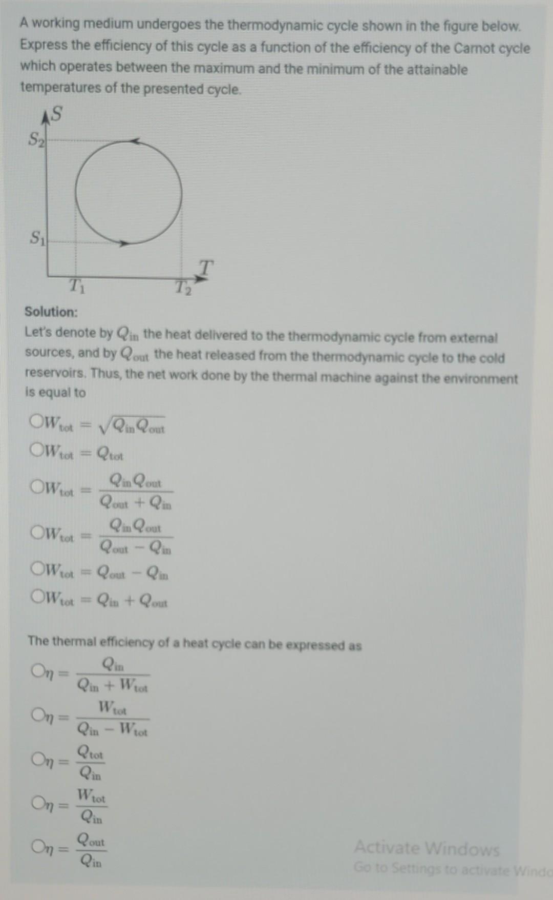 Solved A working medium undergoes the thermodynamic cycle | Chegg.com