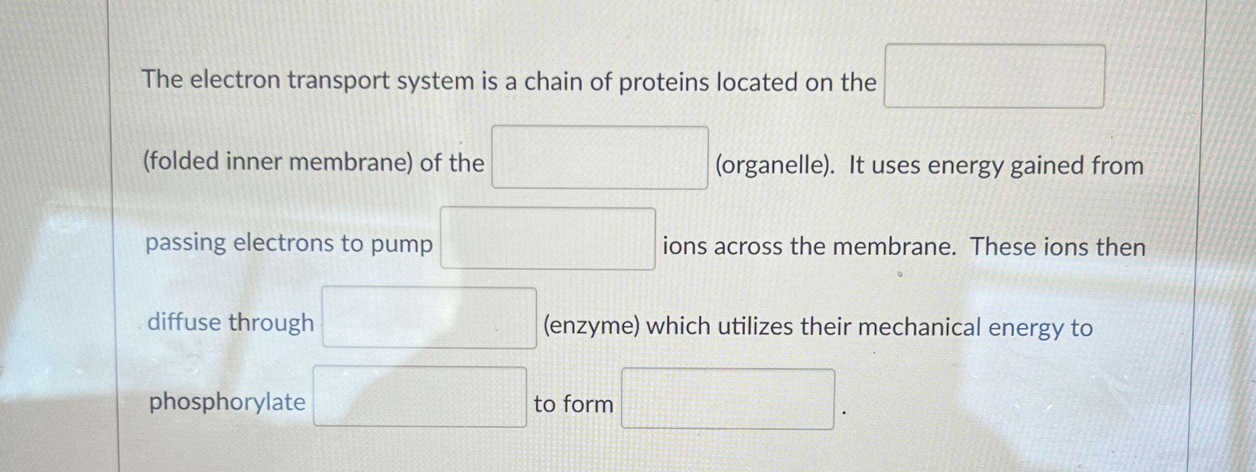Solved The electron transport system is a chain of proteins | Chegg.com