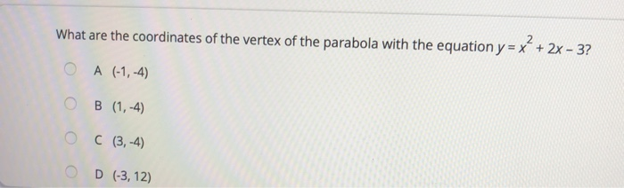 Solved What are the coordinates of the vertex of the | Chegg.com