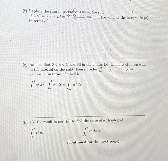 (f) Replace the sum in parenthesis using the rule | Chegg.com