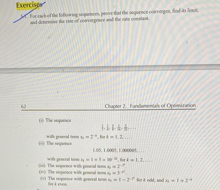 Solved For each of the following sequences, prove that the | Chegg.com