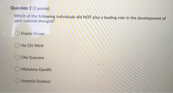 Question 2 (2 points) Which of the following | Chegg.com