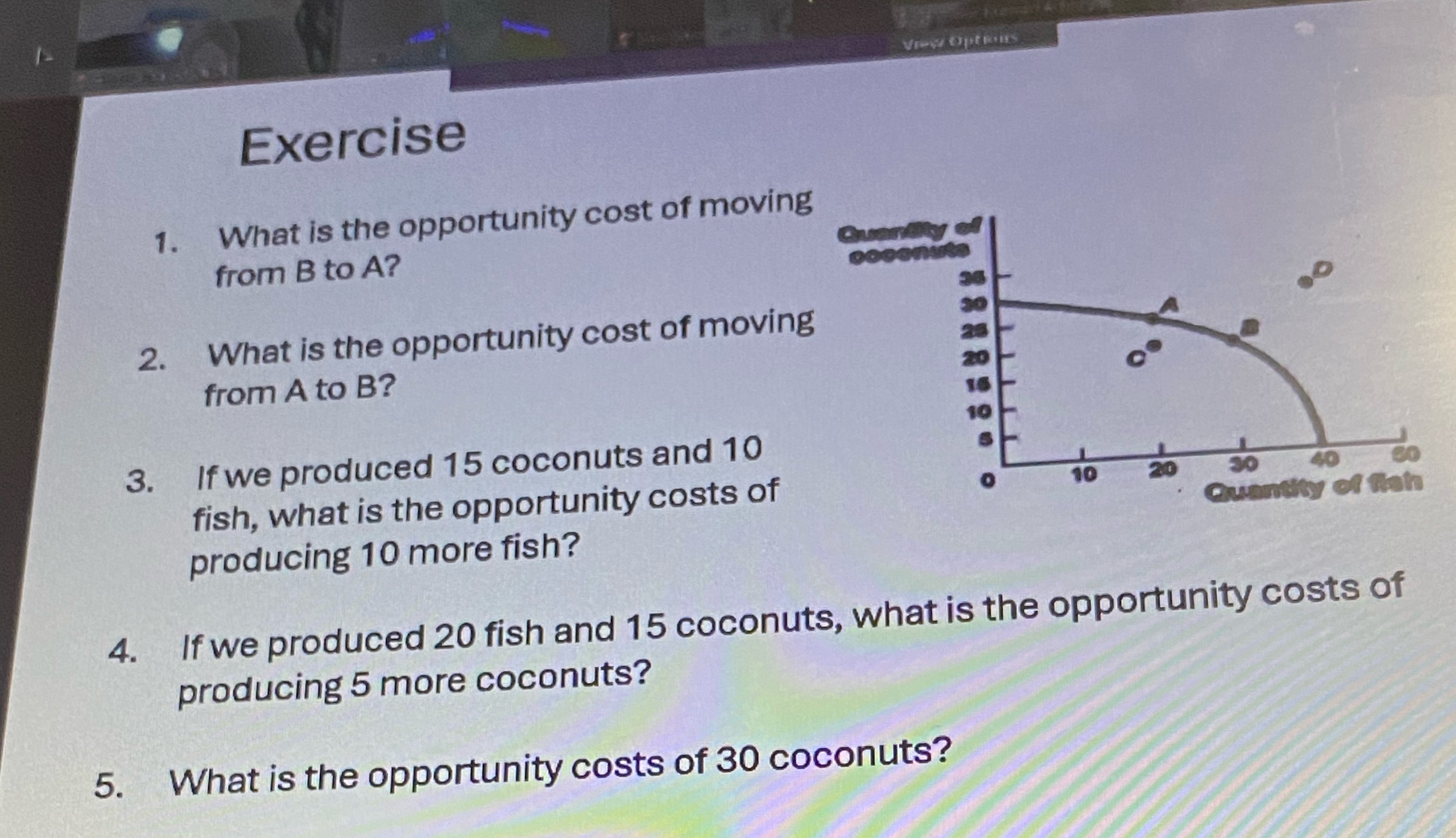 ExerciseWhat is the opportunity cost of moving from B | Chegg.com
