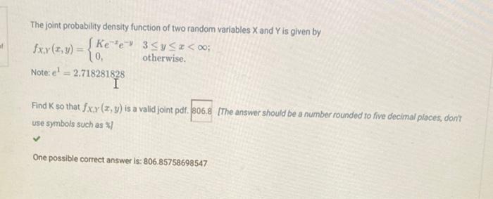 Solved The joint probability density function of two random | Chegg.com