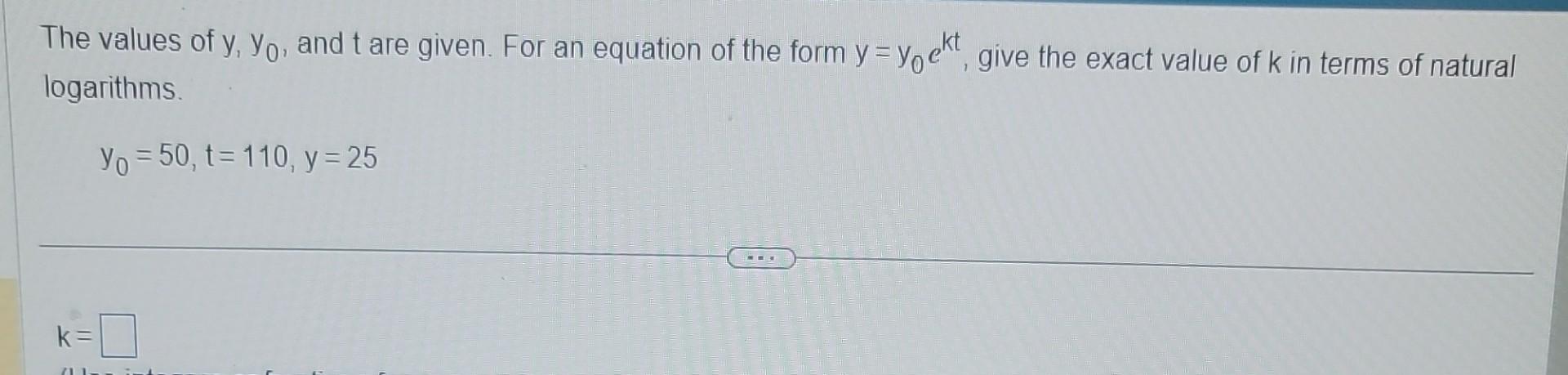 Solved The values of y1y0, and t are given. For an equation | Chegg.com