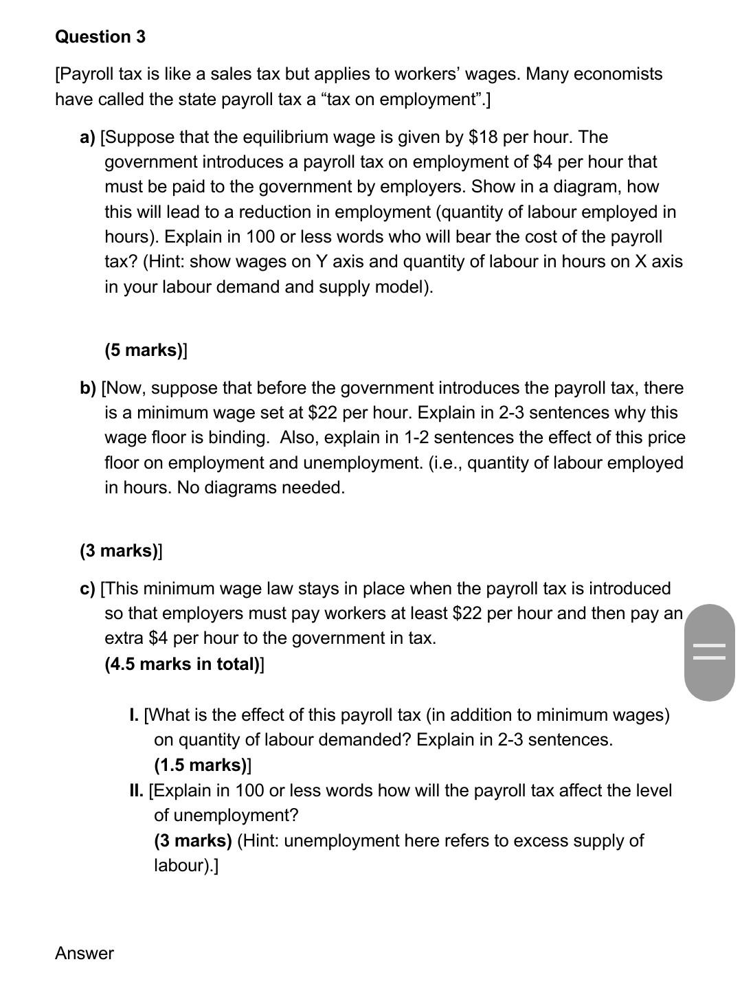 Solved Question 3 [Payroll tax is like a sales tax but | Chegg.com