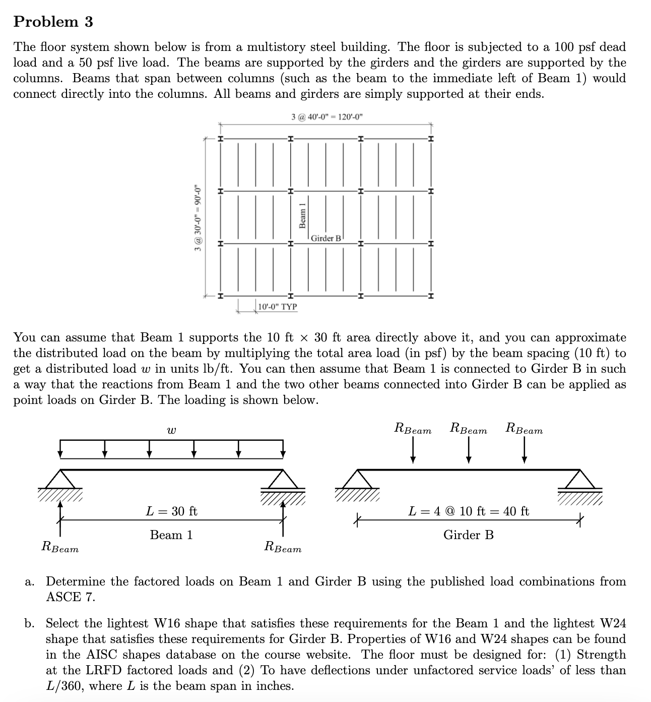 Solved Problem 3 ﻿The floor system shown below is from a | Chegg.com