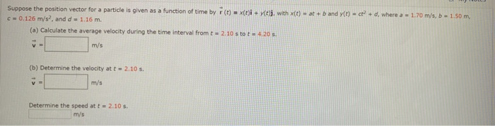 Solved Suppose The Position Vector For A Particle Is Give Chegg Com