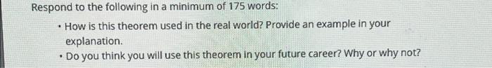 Solved Respond to the following in a minimum of 175 words: • | Chegg.com