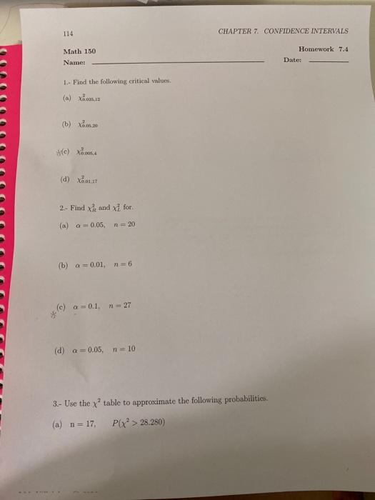 Solved 114 CHAPTER 7. CONFIDENCE INTERVALS Homework 7.4 Math | Chegg.com