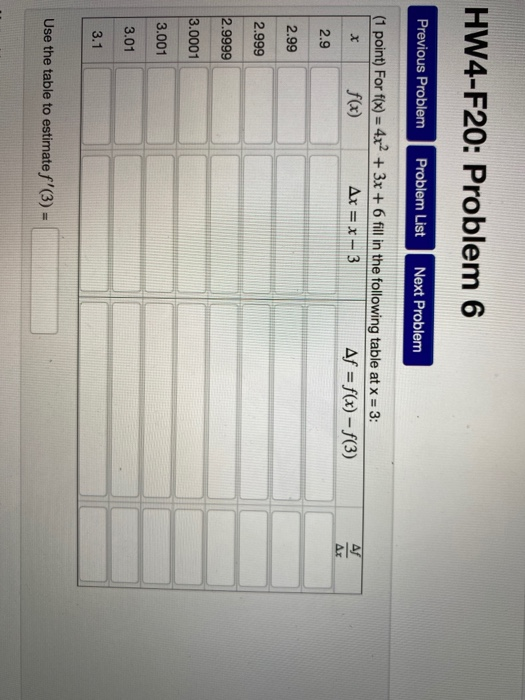 Solved HW4-F20: Problem 6 Previous Problem Problem List Next | Chegg.com