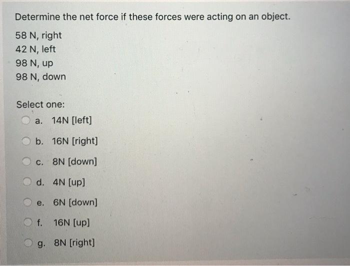 Solved Determine the net force if these forces were acting | Chegg.com