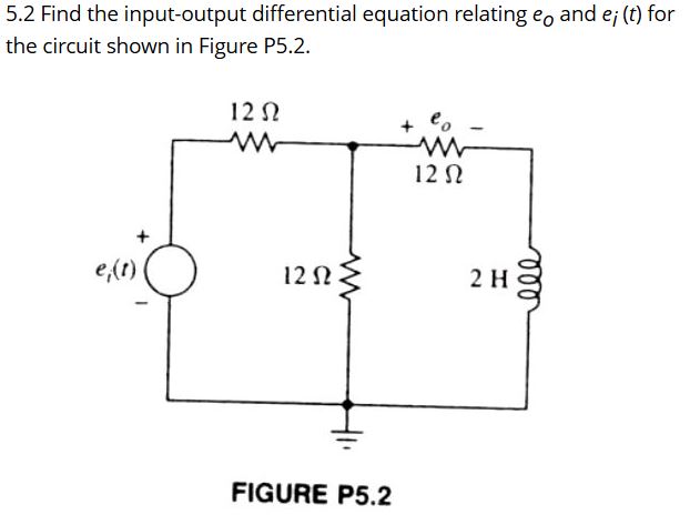 Solved 5.2 ﻿Find the input-output differential equation | Chegg.com