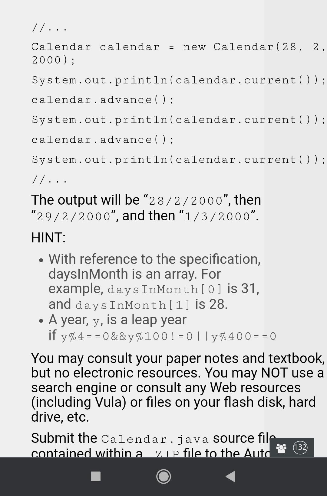 Solved Write a class called Calendar that satisfies the Chegg com