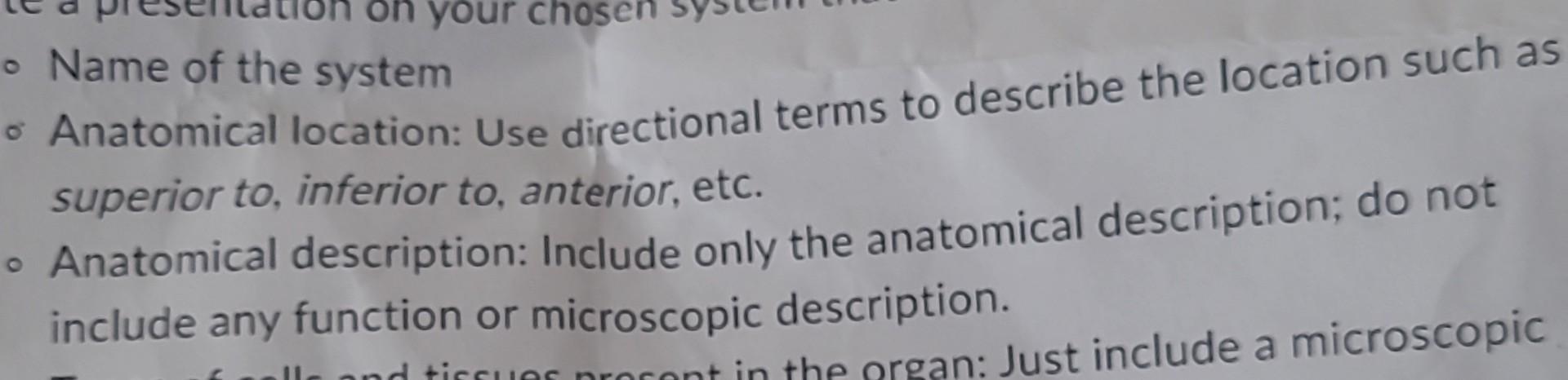 Solved Anatomical location Use directional terms to Biology Diagrams