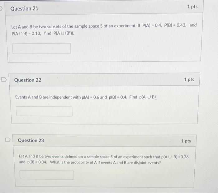 Solved Let A And B Be Two Subsets Of The Sample Space S Of | Chegg.com