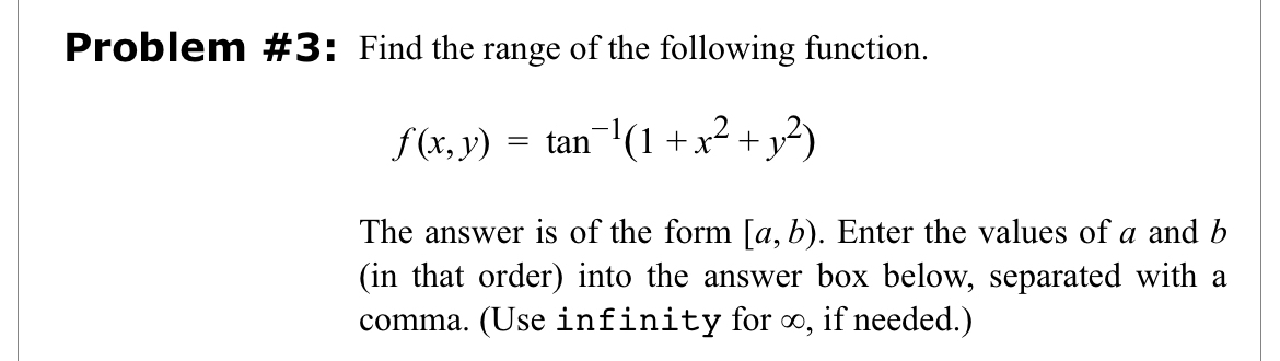 Solved Problem #3: Find the range of the following | Chegg.com