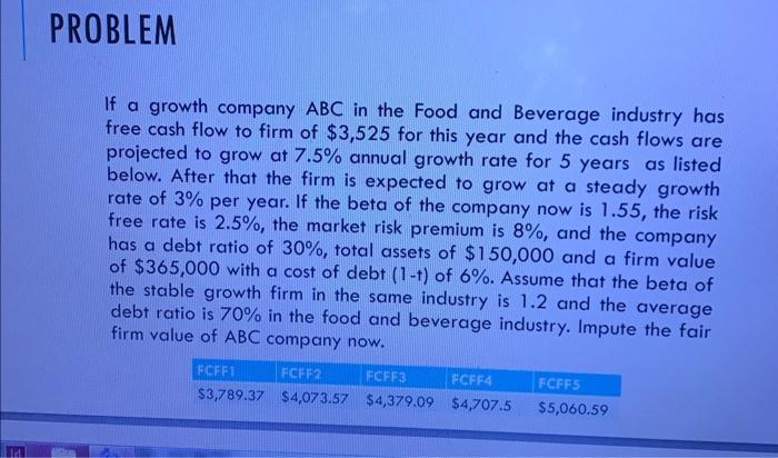 Solved If A Growth Company \\( A B C \\) In The Food And | Chegg.com