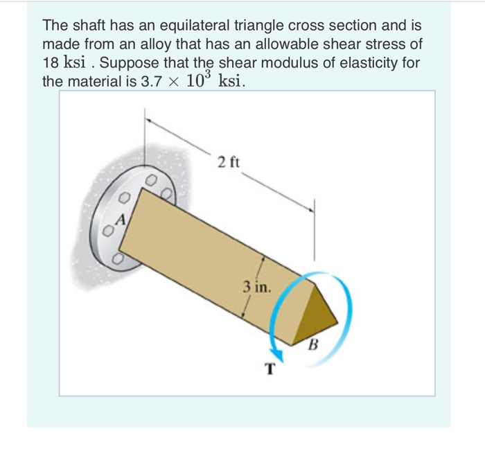 Solved The shaft has an equilateral triangle cross section