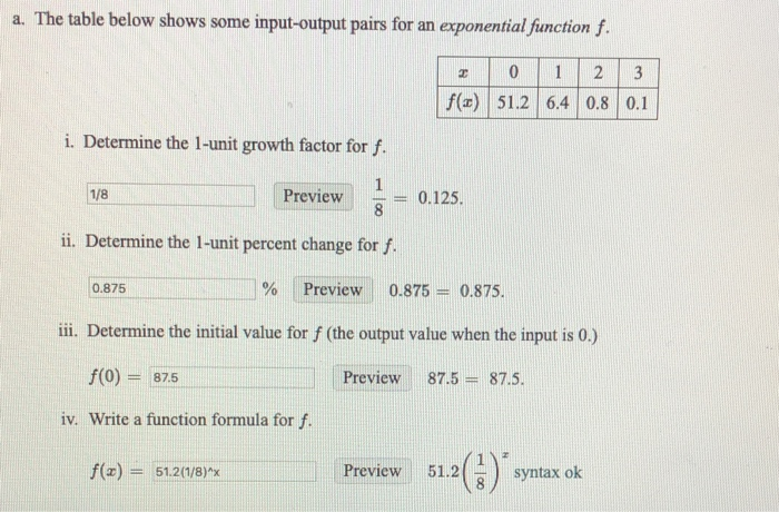 Solved a. The table below shows some input-output pairs for | Chegg.com