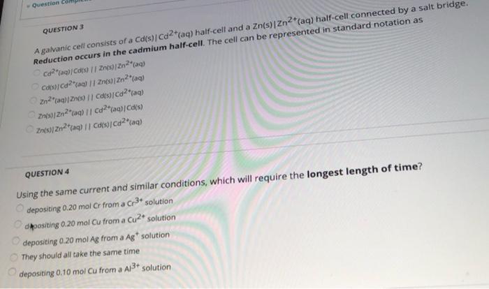 Solved Question QUESTION 3 A galvanic cell consists of a | Chegg.com