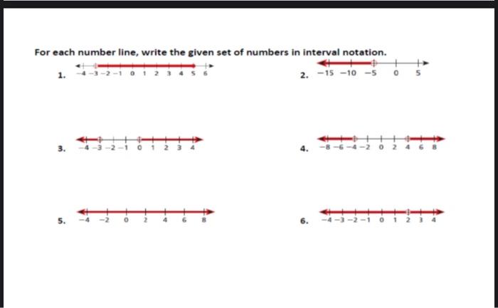 Solved For each number line, write the given set of numbers | Chegg.com