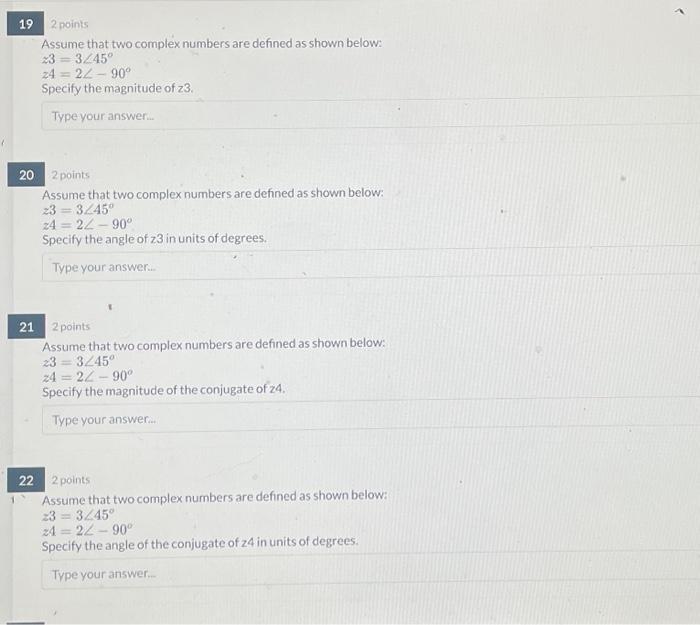 Solved 2. points Assume that two complex numbers are defined | Chegg.com
