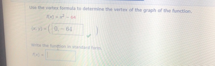 Vertex 66 Math Solved Use the vertex formula to determine the vertex of the | Chegg.com