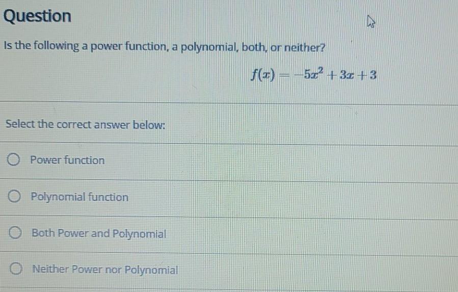 Solved Question Is the following a power function, a | Chegg.com