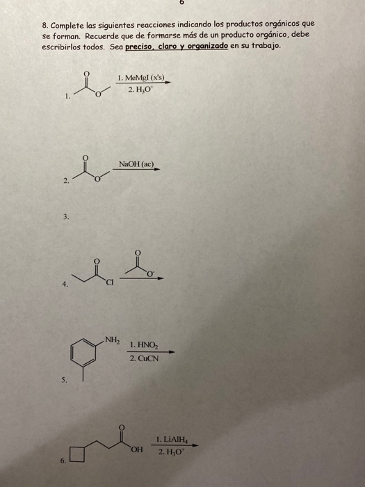 Solved complete the reactions indicating the products that | Chegg.com