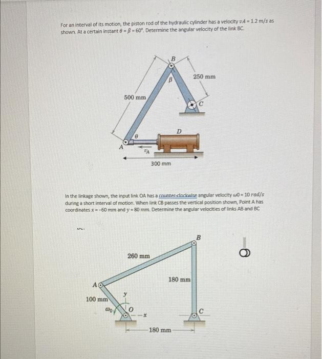 Solved For An Interval Of Its Motion, The Piston Rod Of The | Chegg.com