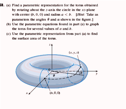 Find A Parametric Representation For The Torus | Chegg.com