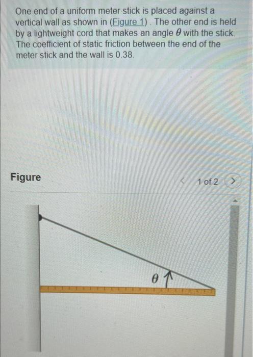 Solved One end of a uniform meter stick is placed against a | Chegg.com