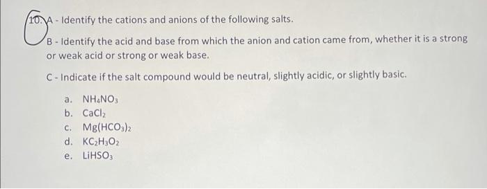 Solved 14 - Identify the cations and anions of the following | Chegg.com