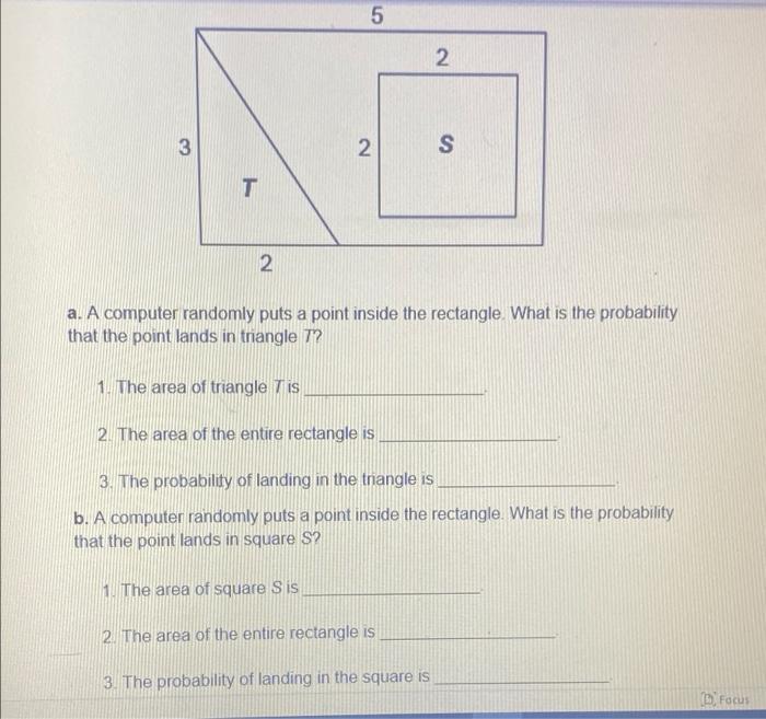 Solved 5 N 13 2. S T 2 a. A computer randomly puts a point