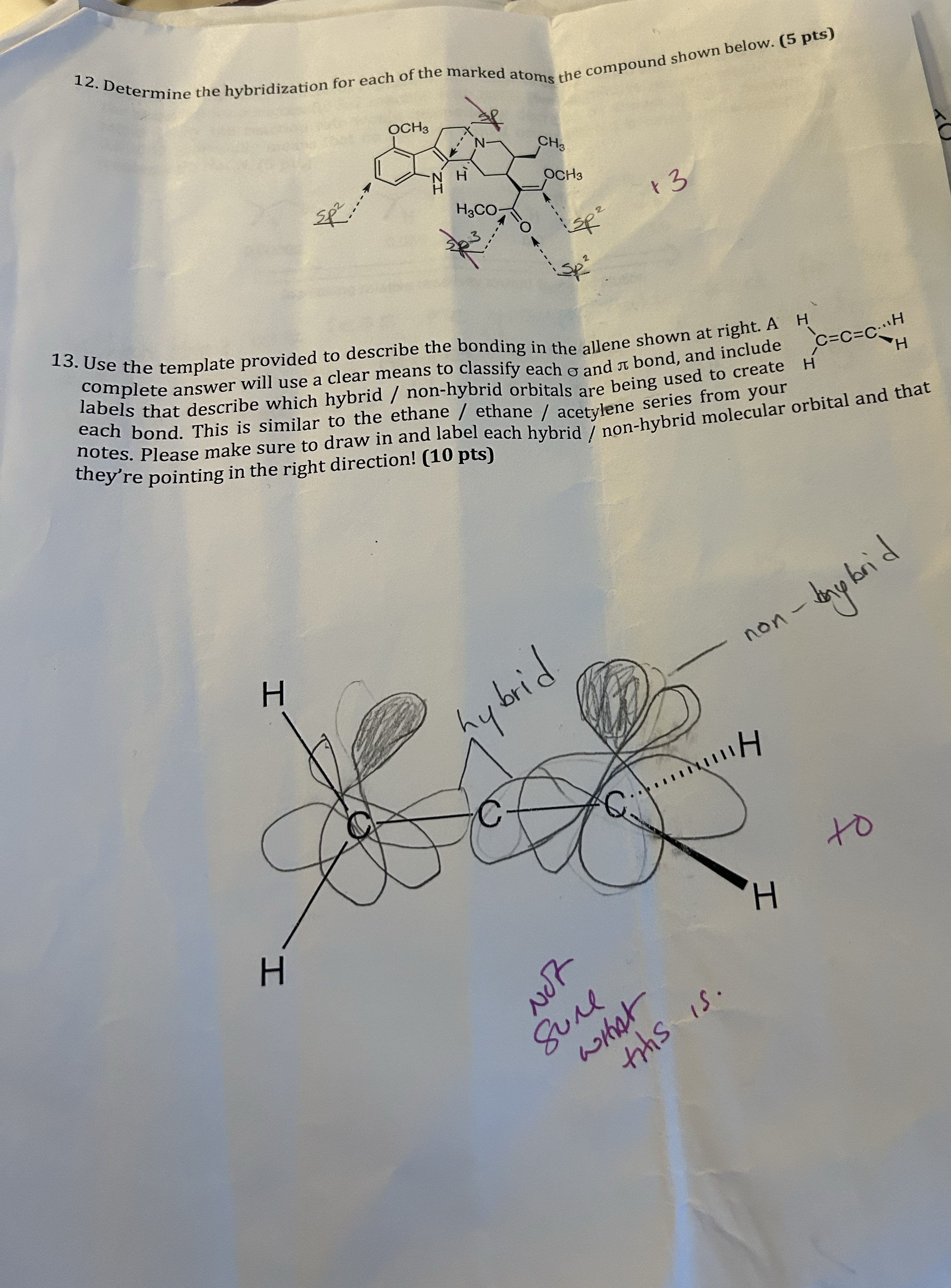 Solved Determine the hybridization for each of the marked | Chegg.com