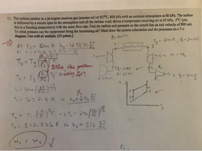 Solved 11. The turbine section in a jet engine receives gas | Chegg.com