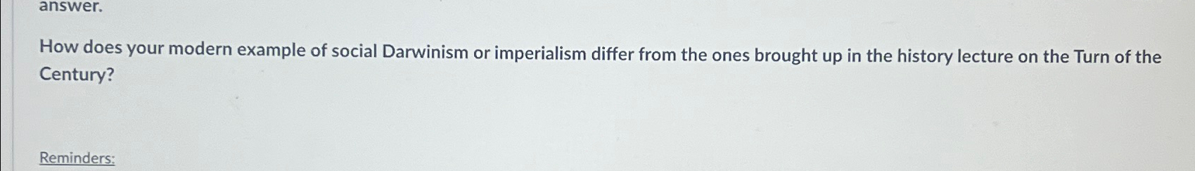 Solved answer.How does your modern example of imperialism | Chegg.com