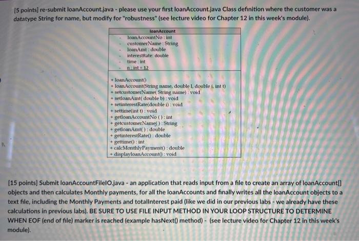 Solved [5 points] re-submit loanAccount.java - please use | Chegg.com