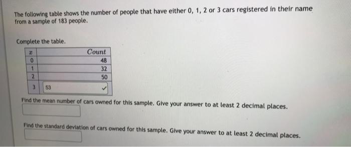 Solved The Following Table Shows The Number Of People That | Chegg.com