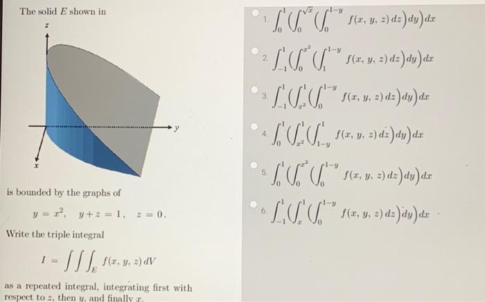 Solved The solid E shown in is bounded by the graphs of | Chegg.com