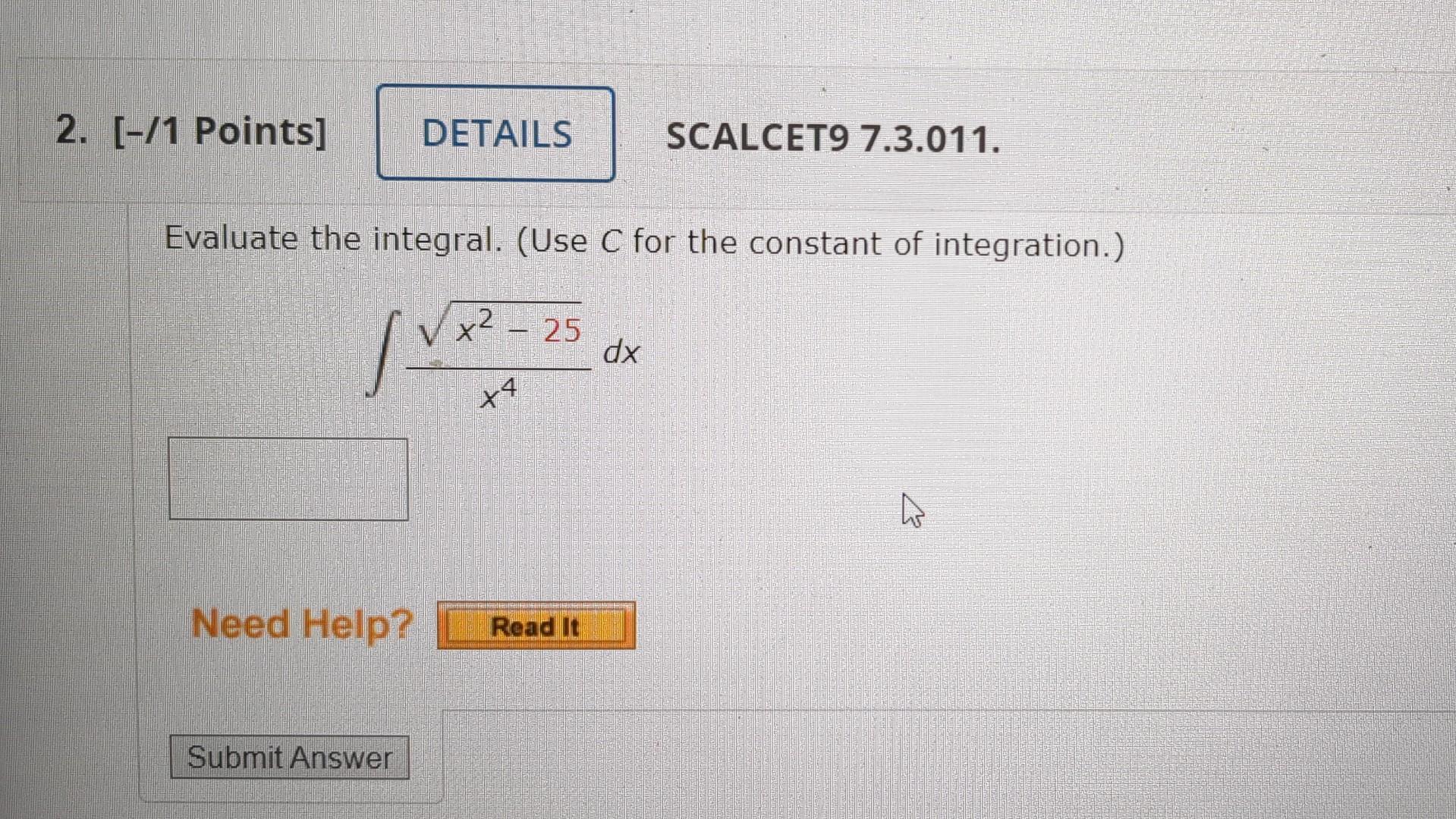 solved-evaluate-the-integral-use-c-for-the-constant-of-chegg