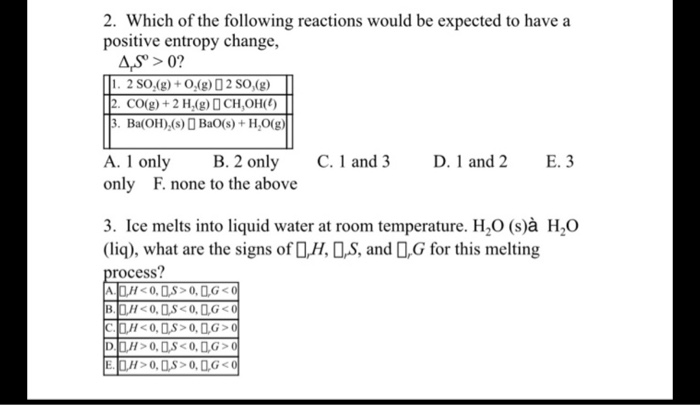 Solved 2 Which Of The Following Reactions Would Be Expec Chegg Com